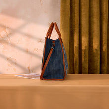 Load image into Gallery viewer, WG435-8119JN Wrangler Aztec Studded Denim Tote & Crossbody Bag - Jean