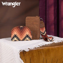 Load image into Gallery viewer, WG2211-W0051 Wrangler Southwestern Art Print Dual Pouch Wristlet - Brown