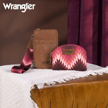 Load image into Gallery viewer, WG2211-W0051 Wrangler Southwestern Art Print Dual Pouch Wristlet - Dark Pink