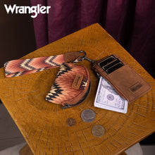 Load image into Gallery viewer, WG2211-W0051 Wrangler Southwestern Art Print Dual Pouch Wristlet - Brown