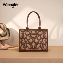 Load image into Gallery viewer, WG292-8110BR Wrangler Horseshoe Cutout Carry-All Large Tote Bag - Brown