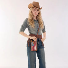 Load image into Gallery viewer, MW1385-183-JN Montana West American Flag RFID Crossbody Phone Wallet - Jean