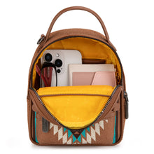 Load image into Gallery viewer, WG174-8601 Wrangler Southwestern Knitted Mini Backpack With Coin Pouch - Brown