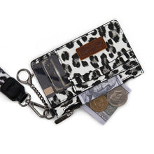 Load image into Gallery viewer, WG137-W0092 Wrangler Leopard Print Key Chain Wristlet Card Wallet - Leopard-Black