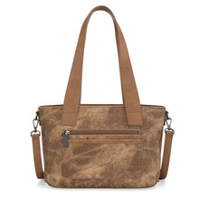 Load image into Gallery viewer, WG164-1830 Wrangler Denim Patchwork Tote/Crossbody - Brown