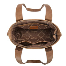 Load image into Gallery viewer, WG164-1830 Wrangler Denim Patchwork Tote/Crossbody - Brown