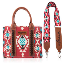 Load image into Gallery viewer, WG2203-8120SW Wrangler Aztec Small Tote/Crossbody and Card Case Set 2Pc - Burgundy