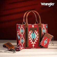 Load image into Gallery viewer, WG2203-8120SW Wrangler Aztec Small Tote/Crossbody and Card Case Set 2Pc - Burgundy