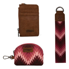 Load image into Gallery viewer, WG2211-W0051 Wrangler Southwestern Art Print Dual Pouch Wristlet - Dark Pink