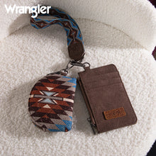 Load image into Gallery viewer, WG2213-W0051 Wrangler Southwestern Art Print Dual Pouch Wristlet - Coffee