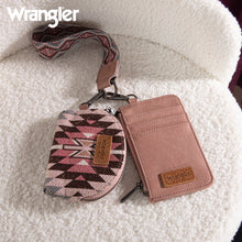 Load image into Gallery viewer, WG2213-W0051 Wrangler Southwestern Art Print Dual Pouch Wristlet - Dark Pink