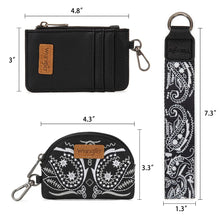 Load image into Gallery viewer, WG331-W0051BK Wrangler Paisley RFID Blocking Card Coin Pouch Set - Black