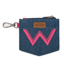Load image into Gallery viewer, WG367-W119 Wrangler logo "W" Embroidered Dual Pouch Wristlet - Hot Pink