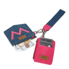 Load image into Gallery viewer, WG367-W119 Wrangler logo "W" Embroidered Dual Pouch Wristlet - Hot Pink