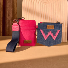 Load image into Gallery viewer, WG367-W119 Wrangler logo "W" Embroidered Dual Pouch Wristlet - Hot Pink