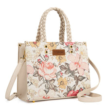 Load image into Gallery viewer, WG438-8120TN Wrangler Floral Print Braided Tote Bag - Tan