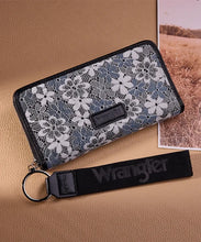 Load image into Gallery viewer, WG455-W130BK Wrangler Lace Floral RFID Blocking Zip Around Wallet - Black