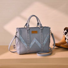 Load image into Gallery viewer, WG519-8300-1JN Wrangler Western Stitch & Embossed Chevron Satchel Tote Bag - Jean