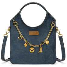 Load image into Gallery viewer, WG533-9801NY Wrangler Charm Chain Hobo Tote Bag - Navy