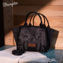 Load image into Gallery viewer, WG145G-8300 Wrangler Embroidered Trapezoid Concealed Carry Tote/Crossbody - Black