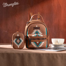 Load image into Gallery viewer, WG174-8601 Wrangler Southwestern Knitted Mini Backpack With Coin Pouch - Brown