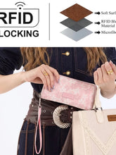 Load image into Gallery viewer, WG455-W130JN Wrangler Lace Floral RFID Blocking Zip Around Wallet - Pink