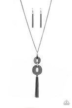 Load image into Gallery viewer, Timelessly Tasseled Paparazzi Necklace - Black - Gunmetal