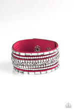 Load image into Gallery viewer, Rebel In Rhinestones Paparazzi Suede Wrap Bracelet - Pink