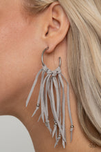 Load image into Gallery viewer, No Place Like HOMESPUN Paparazzi Suede Hoop Earring - Silver