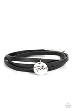 Load image into Gallery viewer, Wonderfully Worded Paparazzi Leather Inspirational Bracelet - Black - Faith