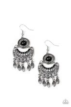 Load image into Gallery viewer, PAPARAZZI MANTRA TO MANTRA - BLACK ORNATE SILVER CRESCENT EARRINGS