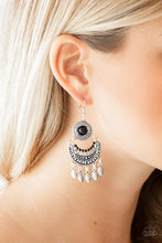 Load image into Gallery viewer, PAPARAZZI MANTRA TO MANTRA - BLACK ORNATE SILVER CRESCENT EARRINGS