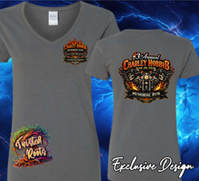 Load image into Gallery viewer, Charley Hobbib Memorial Run 2026 👚 WOMEN’S COMMEMORATIVE V-NECK T-SHIRT 👚
