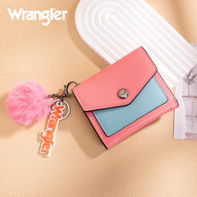 Load image into Gallery viewer, WG274-W079 Wrangler Tri-Fold Wallet with Keyring Pom Pom - Pink-Blue
