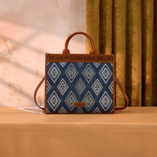 Load image into Gallery viewer, WG435-8119JN Wrangler Aztec Studded Denim Tote &amp; Crossbody Bag - Jean
