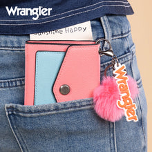 Load image into Gallery viewer, WG274-W079 Wrangler Tri-Fold Wallet with Keyring Pom Pom - Pink-Blue
