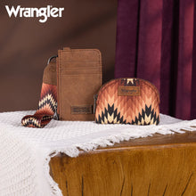 Load image into Gallery viewer, WG2211-W0051 Wrangler Southwestern Art Print Dual Pouch Wristlet - Brown
