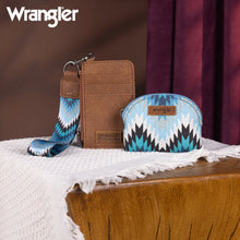 Load image into Gallery viewer, WG2211-W0051 Wrangler Southwestern Art Print Dual Pouch Wristlet - Jean
