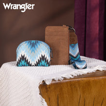 Load image into Gallery viewer, WG2211-W0051 Wrangler Southwestern Art Print Dual Pouch Wristlet - Jean
