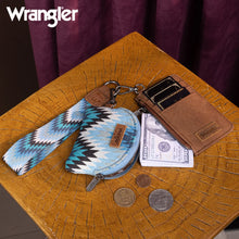 Load image into Gallery viewer, WG2211-W0051 Wrangler Southwestern Art Print Dual Pouch Wristlet - Jean
