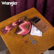 Load image into Gallery viewer, WG2211-W0051 Wrangler Southwestern Art Print Dual Pouch Wristlet - Dark Pink
