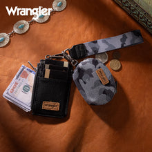 Load image into Gallery viewer, WG286-W0051 Wrangler Camo Print Dual Pouch Wristlet - Black
