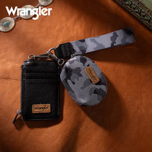 Load image into Gallery viewer, WG286-W0051 Wrangler Camo Print Dual Pouch Wristlet - Black
