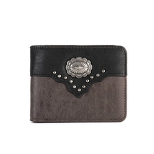Load image into Gallery viewer, MW-604 Men's Color Block Navajo Concho Bifold PU Leather Wallet
