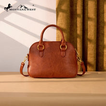 Load image into Gallery viewer, MW1341-8360BR Montana West Whipstitch Dome Satchel Bag - Brown
