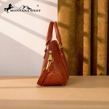 Load image into Gallery viewer, MW1341-8360BR Montana West Whipstitch Dome Satchel Bag - Brown
