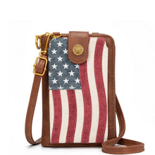 Load image into Gallery viewer, MW1385-183-JN Montana West American Flag RFID Crossbody Phone Wallet - Jean
