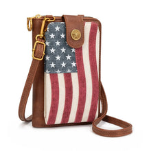 Load image into Gallery viewer, MW1385-183-JN Montana West American Flag RFID Crossbody Phone Wallet - Jean
