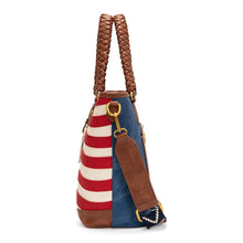 Load image into Gallery viewer, MW-HB-1385G-8317-RD Montana West American Flag Braided Concealed Carry Tote Bag - Red
