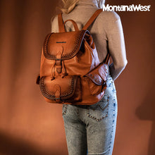 Load image into Gallery viewer, MWC-043A Montana West Stone Wash Backpack - Brown
